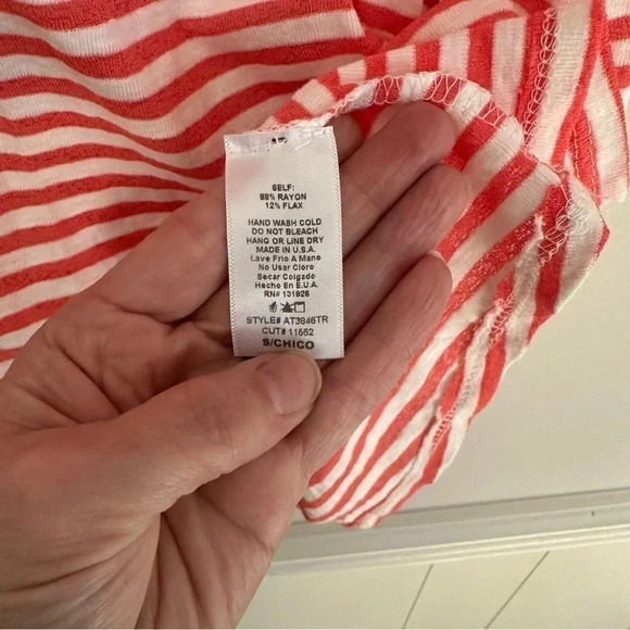 Tea N Rose Boutique Women's 3/4 Sleeve White & Salmon Striped Top Sz S GUC - Picture 7 of 8